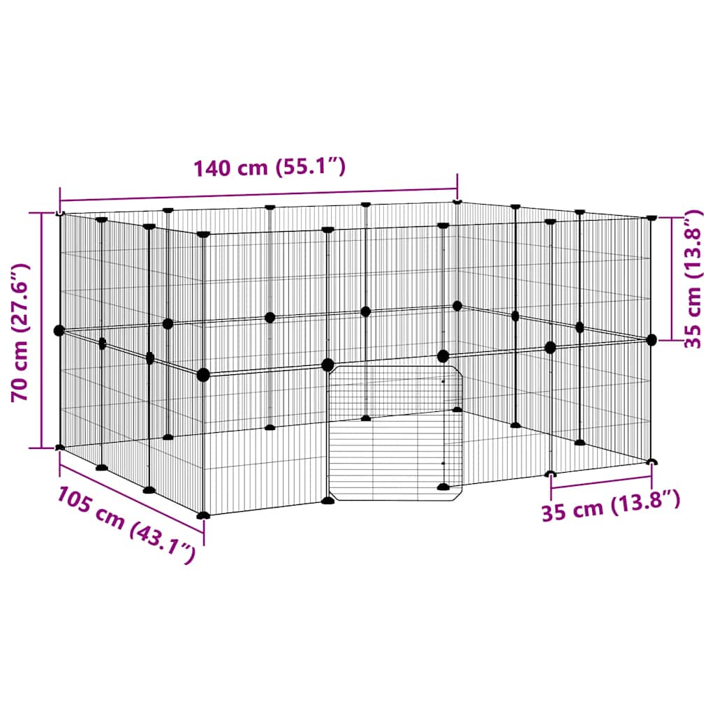 28-tlg. Haustierkäfig mit Tür Schwarz 35x35 cm Stahl