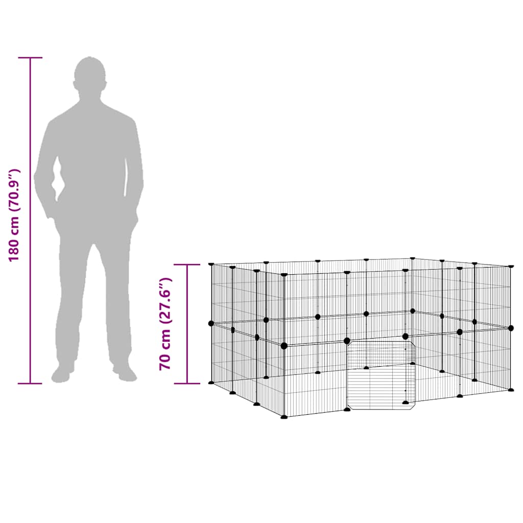 28-tlg. Haustierkäfig mit Tür Schwarz 35x35 cm Stahl