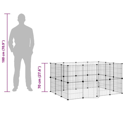 28-tlg. Haustierkäfig mit Tür Schwarz 35x35 cm Stahl