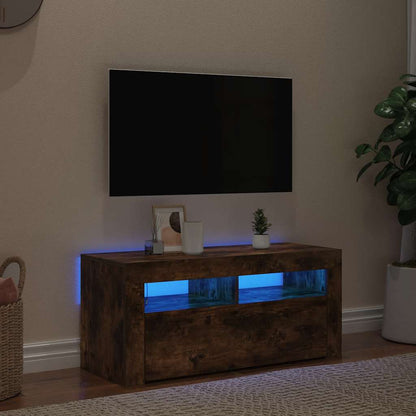 TV-Schrank mit LED-Leuchten Räuchereiche 90x35x40 cm