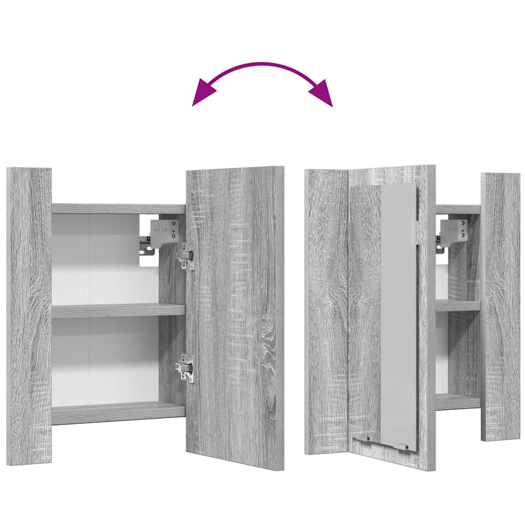 LED-Spiegelschrank Grau Sonoma 40x12x45 cm Holzwerkstoff