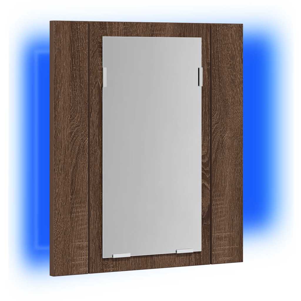 LED-Spiegelschrank Braun Eichen-Optik 40x12x45 cm Holzwerkstoff
