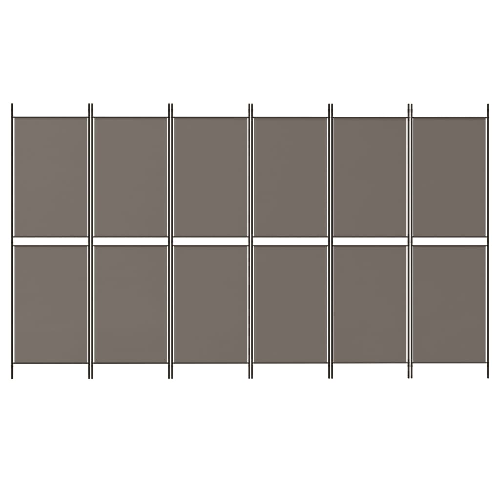 6-tlg. Paravent Anthrazit 300x180 cm Stoff
