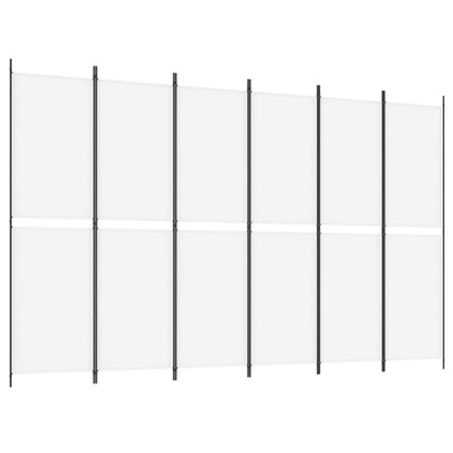 6-tlg. Paravent Weiß 300x200 cm Stoff