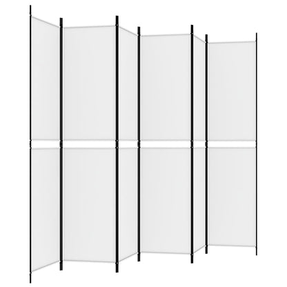 6-tlg. Paravent Weiß 300x220 cm Stoff