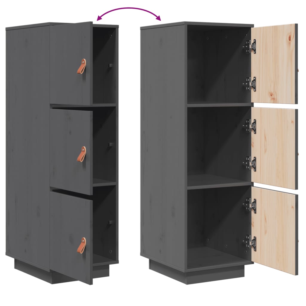 Highboard Grau 34x40x108,5 cm Massivholz Kiefer