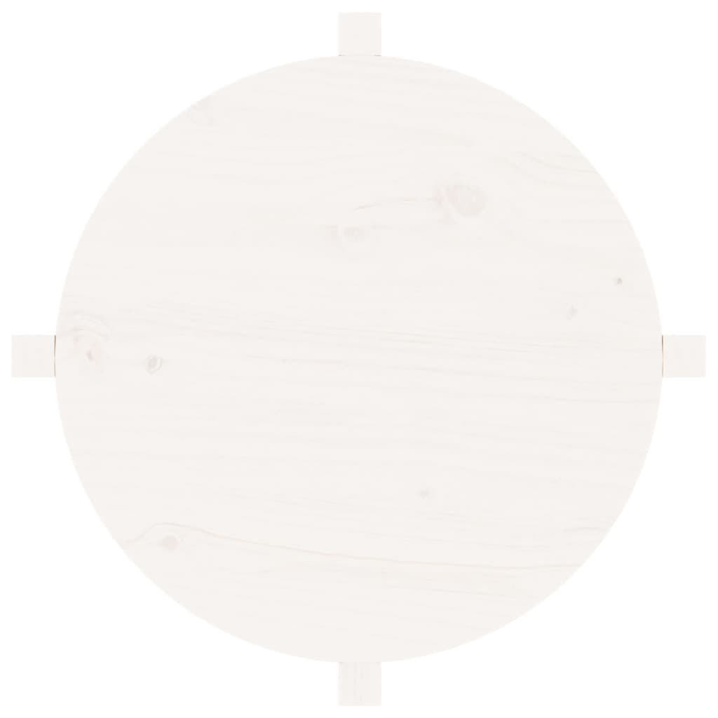 Couchtisch Weiß Ø 62,5x45 cm Massivholz Kiefer