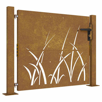 Gartentor 100x100 cm Cortenstahl Gras-Design