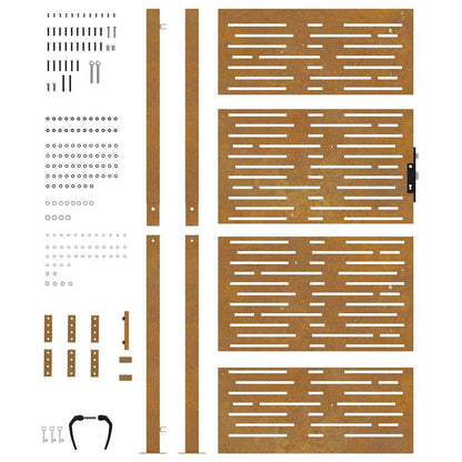 Gartentor 100x175 cm Cortenstahl Quadratisches Design