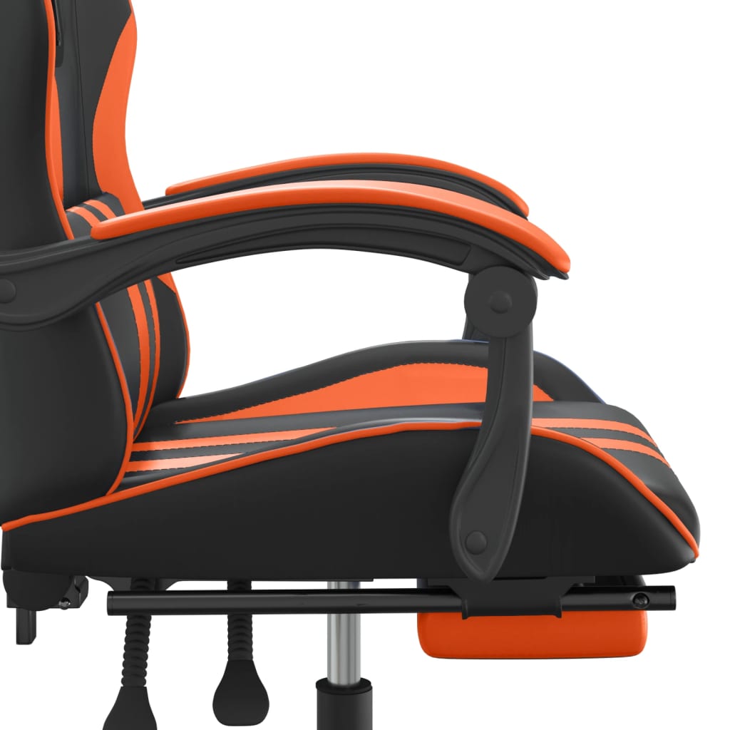 Gaming-Stuhl mit Fußstütze Schwarz und Orange Kunstleder