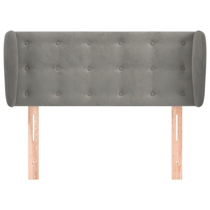 Kopfteil mit Ohren Hellgrau 83x23x78/88 cm Samt