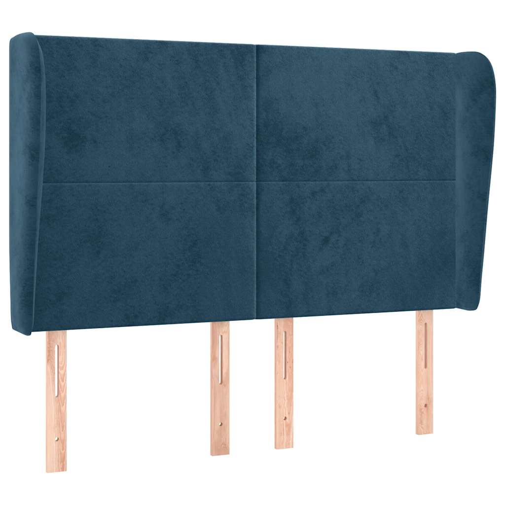 Kopfteil mit Ohren Dunkelblau 147x23x118/128 cm Samt