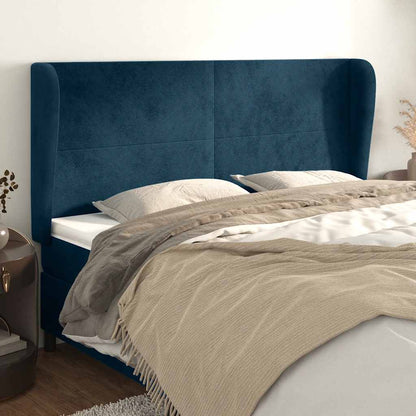 Kopfteil mit Ohren Dunkelblau 183x23x118/128 cm Samt