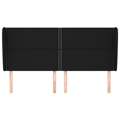 Kopfteil mit Ohren Schwarz 163x23x118/128 cm Stoff