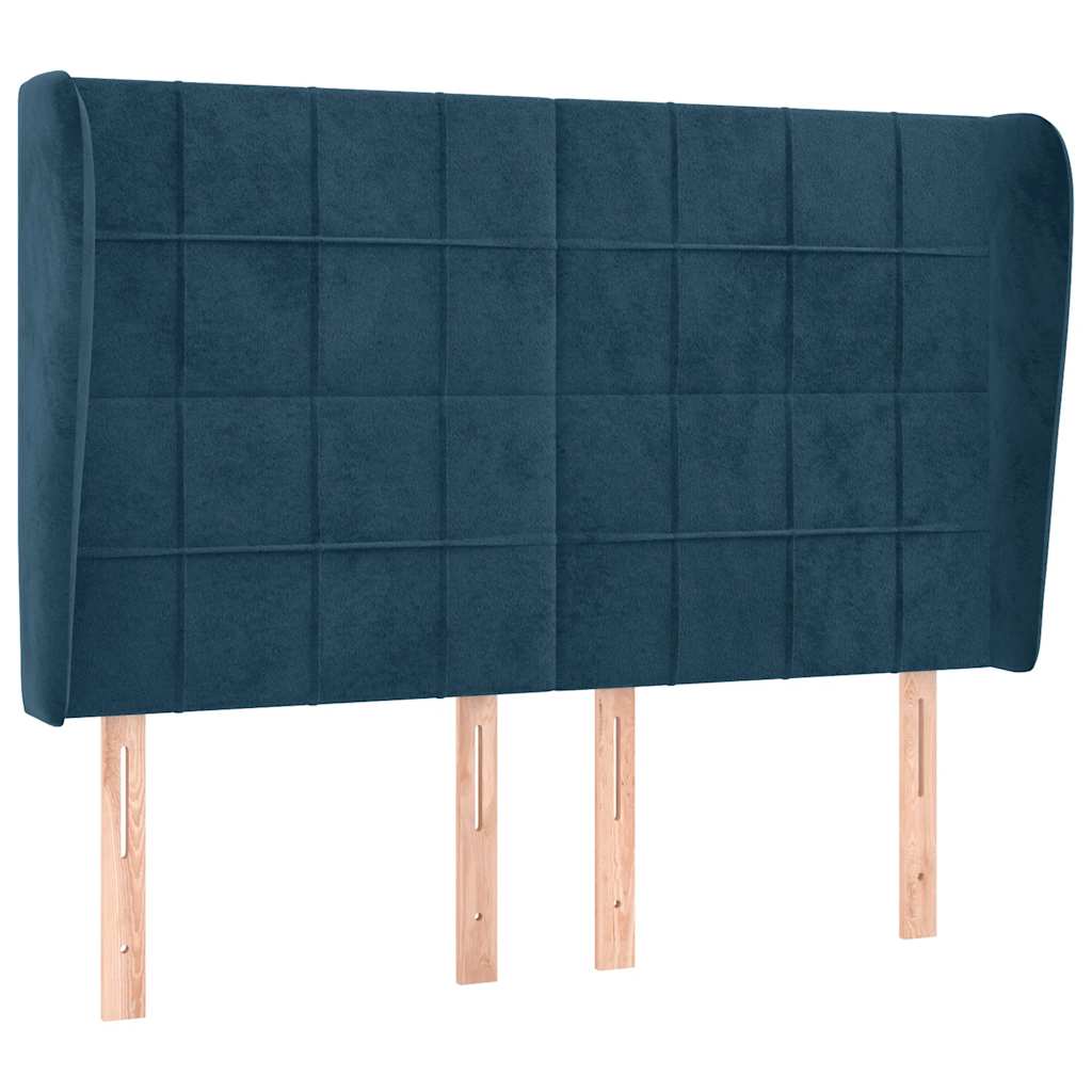 Kopfteil mit Ohren Dunkelblau 147x23x118/128 cm Samt