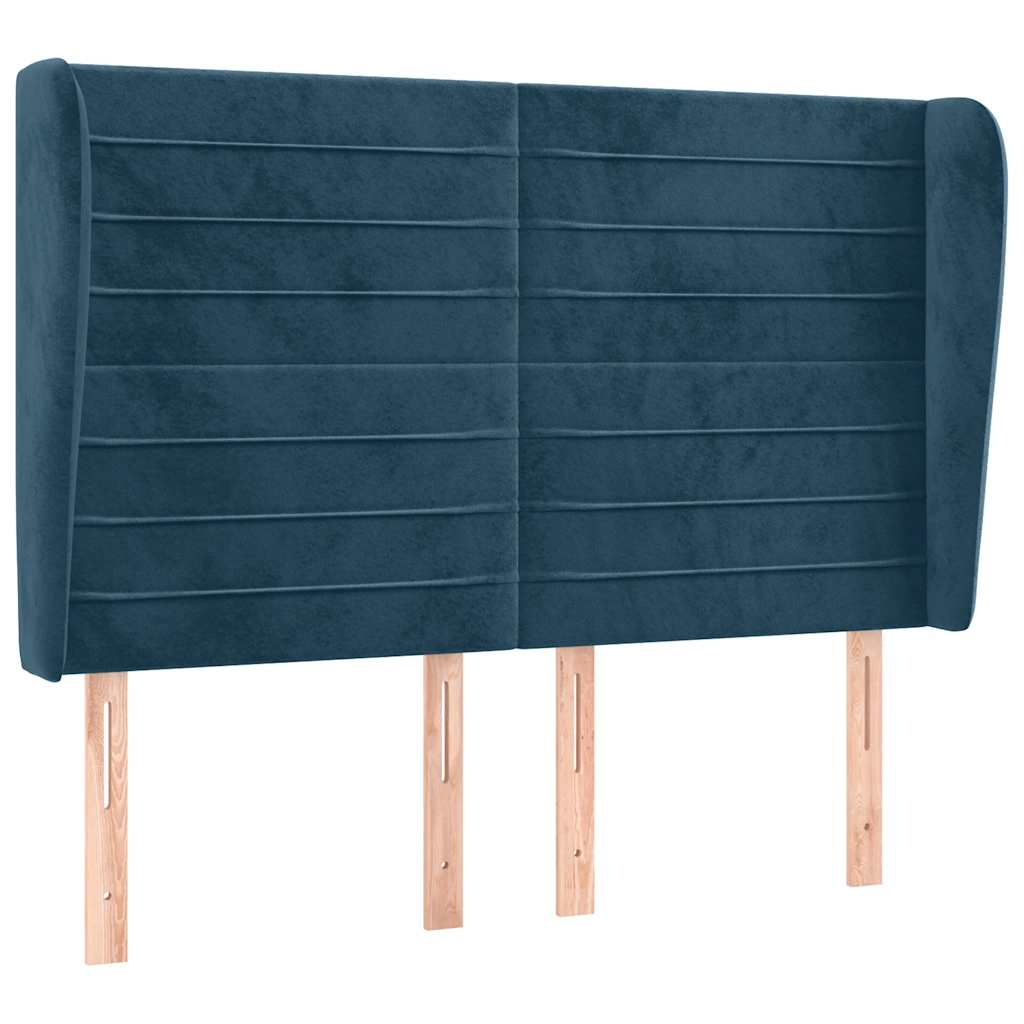 Kopfteil mit Ohren Dunkelblau 147x23x118/128 cm Samt