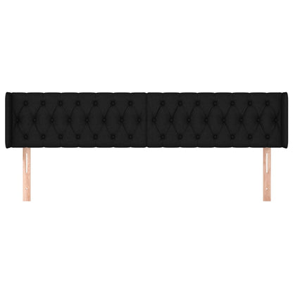 Kopfteil mit Ohren Schwarz 183x16x78/88 cm Stoff