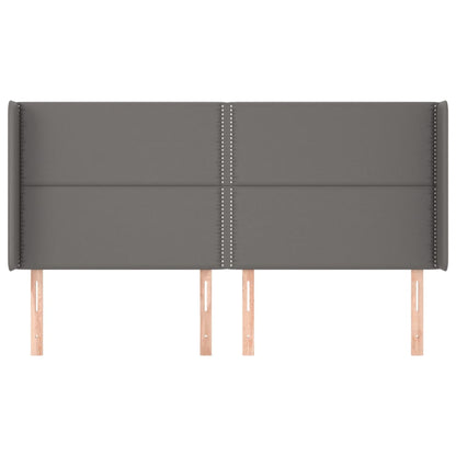 Kopfteil mit Ohren Grau 203x16x118/128 cm Kunstleder