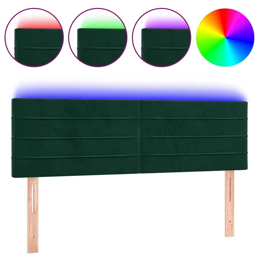 LED Kopfteil Dunkelgrün 144x5x78/88 cm Samt