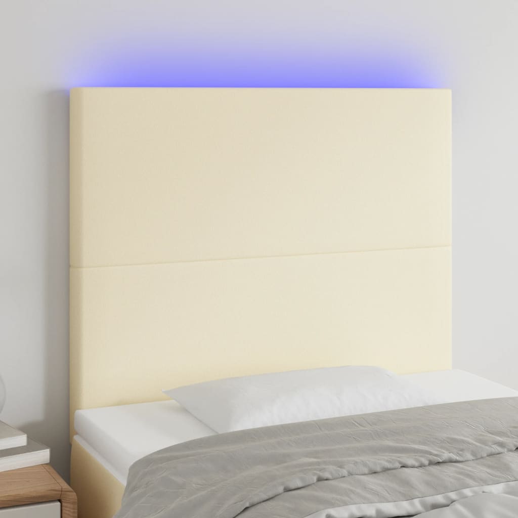 LED Kopfteil Creme 80x5x118/128 cm Kunstleder