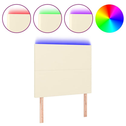 LED Kopfteil Creme 90x5x118/128 cm Kunstleder