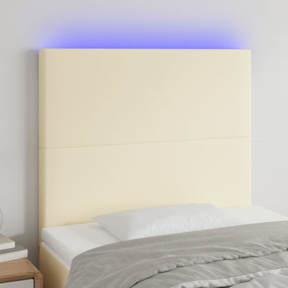 LED Kopfteil Creme 90x5x118/128 cm Kunstleder