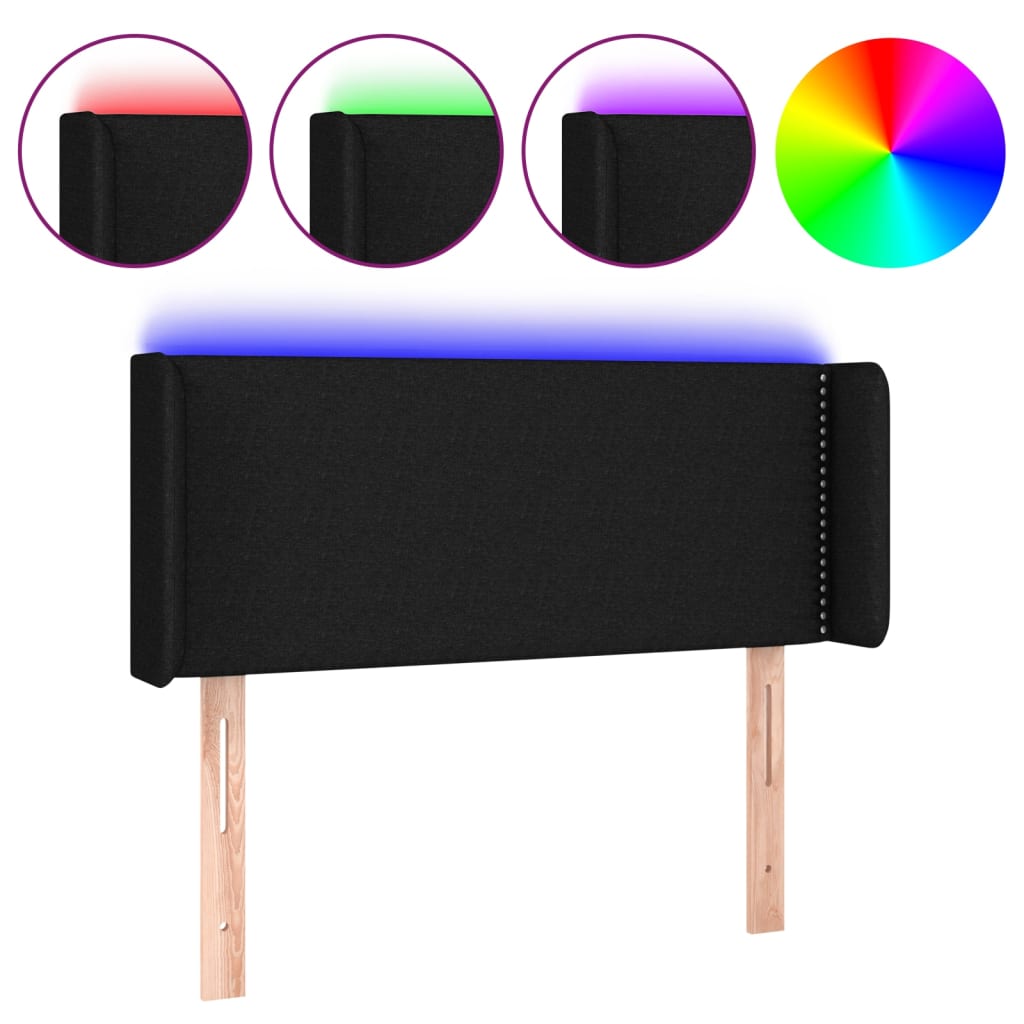 LED Kopfteil Schwarz 103x16x78/88 cm Stoff