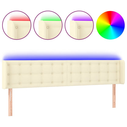 LED Kopfteil Creme 183x16x78/88 cm Kunstleder