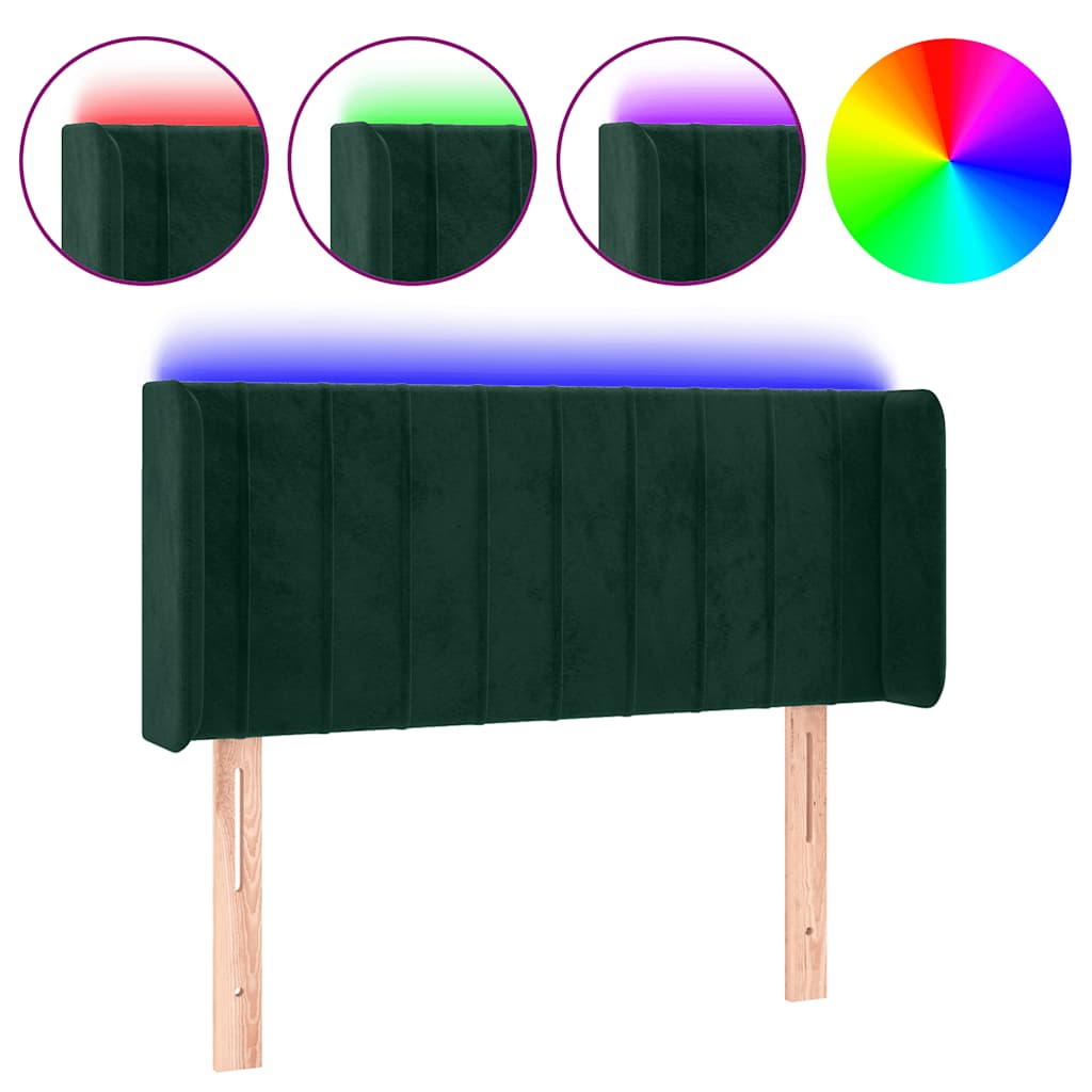 LED Kopfteil Dunkelgrün 103x16x78/88 cm Samt