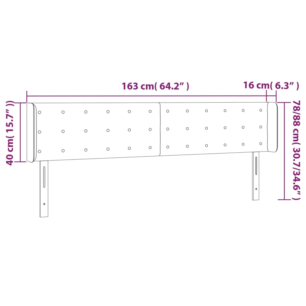 LED Kopfteil Schwarz 163x16x78/88 cm Stoff