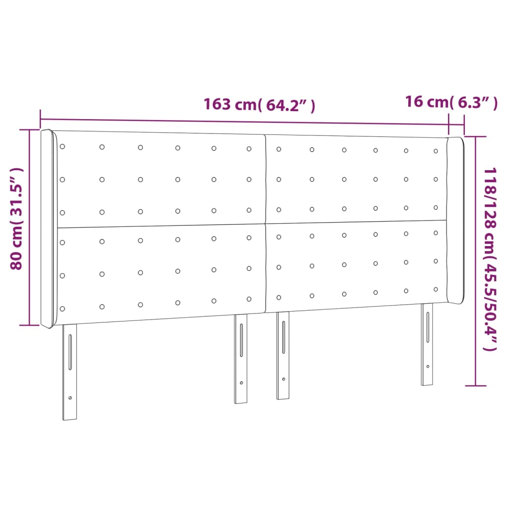 LED Kopfteil Weiß 163x16x118/128 cm Kunstleder