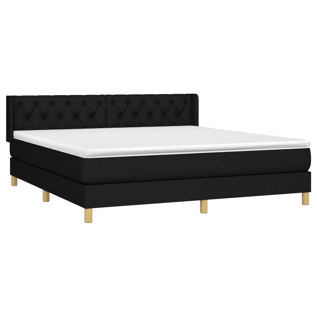 Boxspringbett mit Matratze Schwarz 160x200 cm Stoff