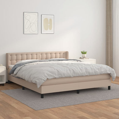 Boxspringbett Matratze Cappuccino-Braun 160x200 cm Kunstleder