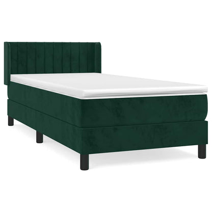 Boxspringbett mit Matratze Dunkelgrün 90x200 cm Samt