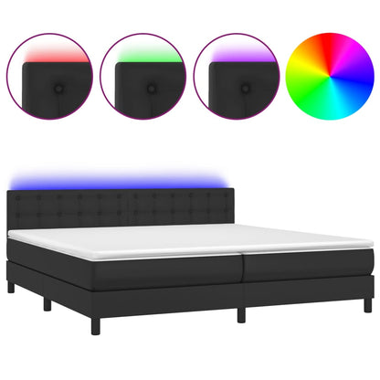 Boxspringbett mit Matratze & LED Schwarz 200x200 cm Kunstleder