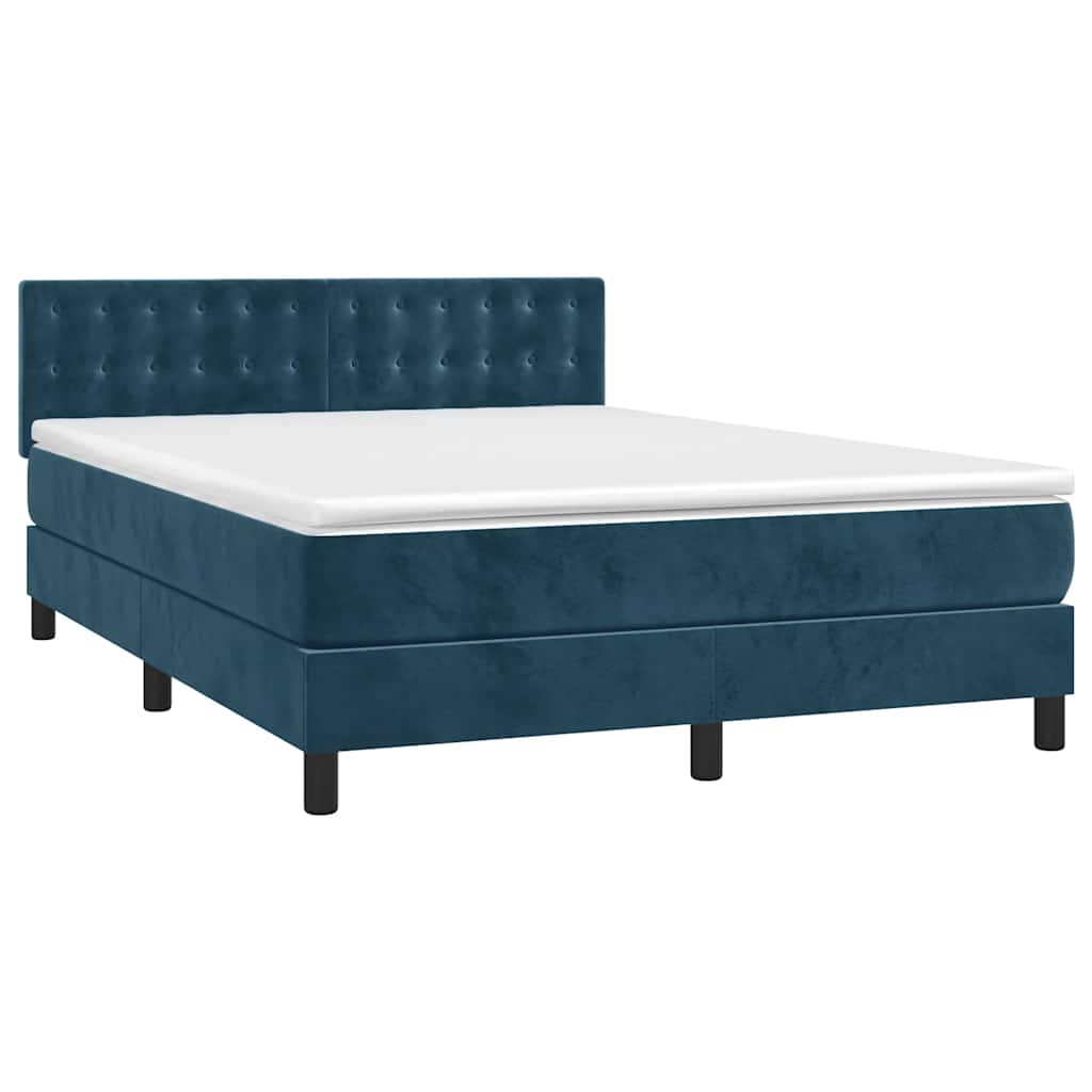 Boxspringbett mit Matratze & LED Dunkelblau 140x200 cm Samt