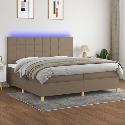 Boxspringbett mit Matratze & LED Taupe 200x200 cm Stoff