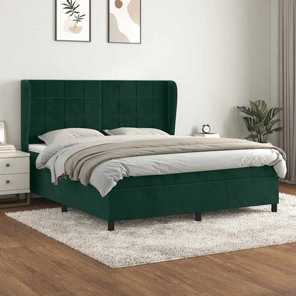 Boxspringbett mit Matratze Dunkelgrün 180x200 cm Samt