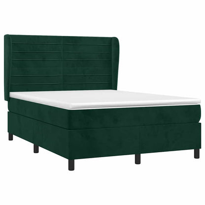 Boxspringbett mit Matratze Dunkelgrün 140x190 cm Samt