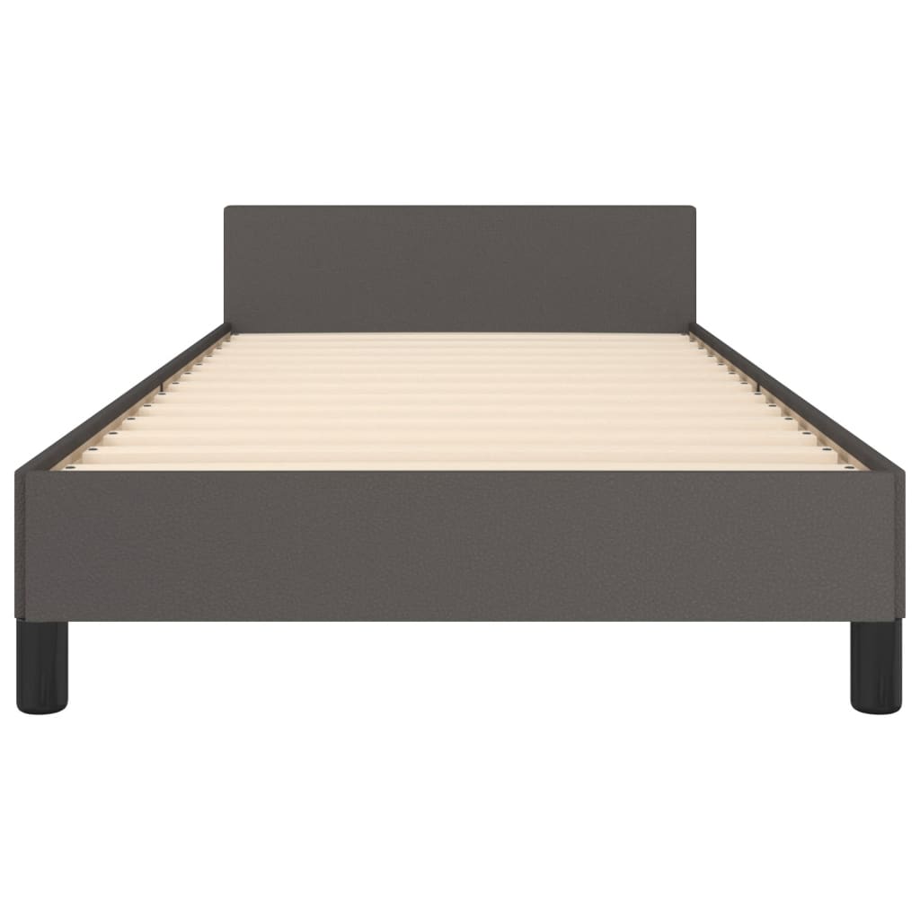 Bettgestell mit Kopfteil Grau 90x200 cm Kunstleder