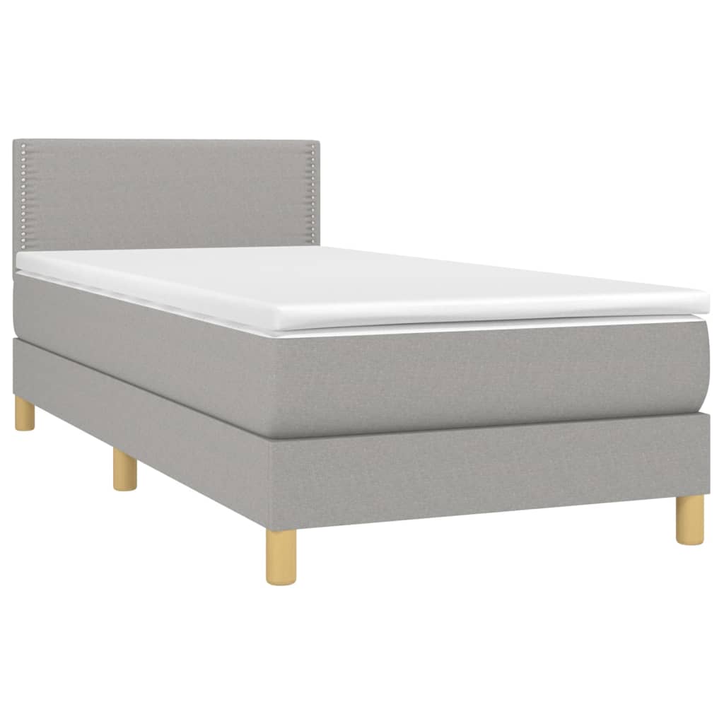 Boxspringbett mit Matratze Hellgrau 80x200 cm Stoff