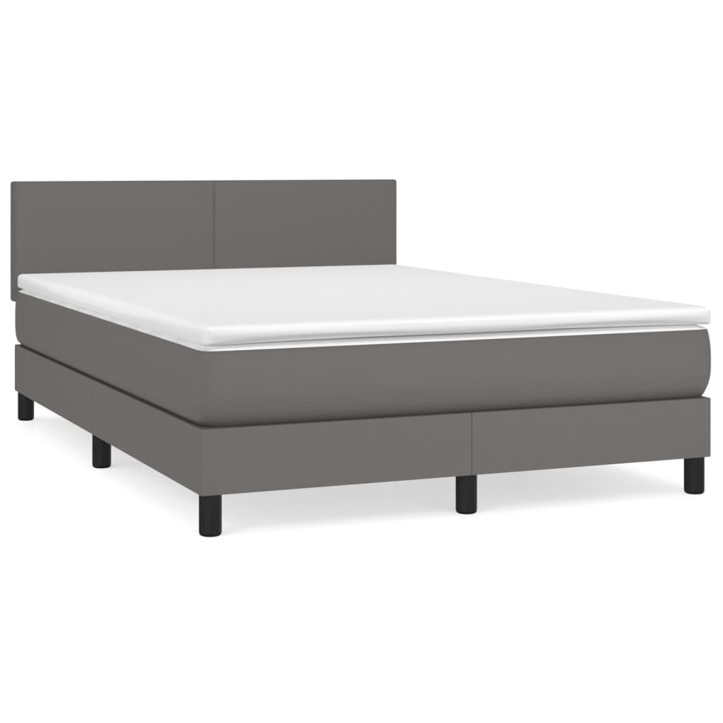 Boxspringbett mit Matratze Grau 140x190 cm Kunstleder