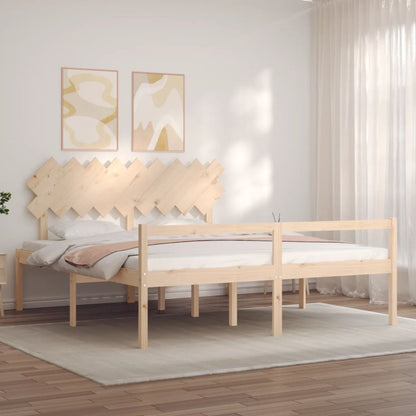 Seniorenbett mit Kopfteil Super Kingsize Massivholz
