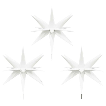 LED-Weihnachtssterne 3 Stk. mit Erdspießen Faltbar Weiß 35 cm