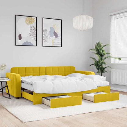 Tagesbett Ausziehbar mit Schubladen Gelb 80x200 cm Samt