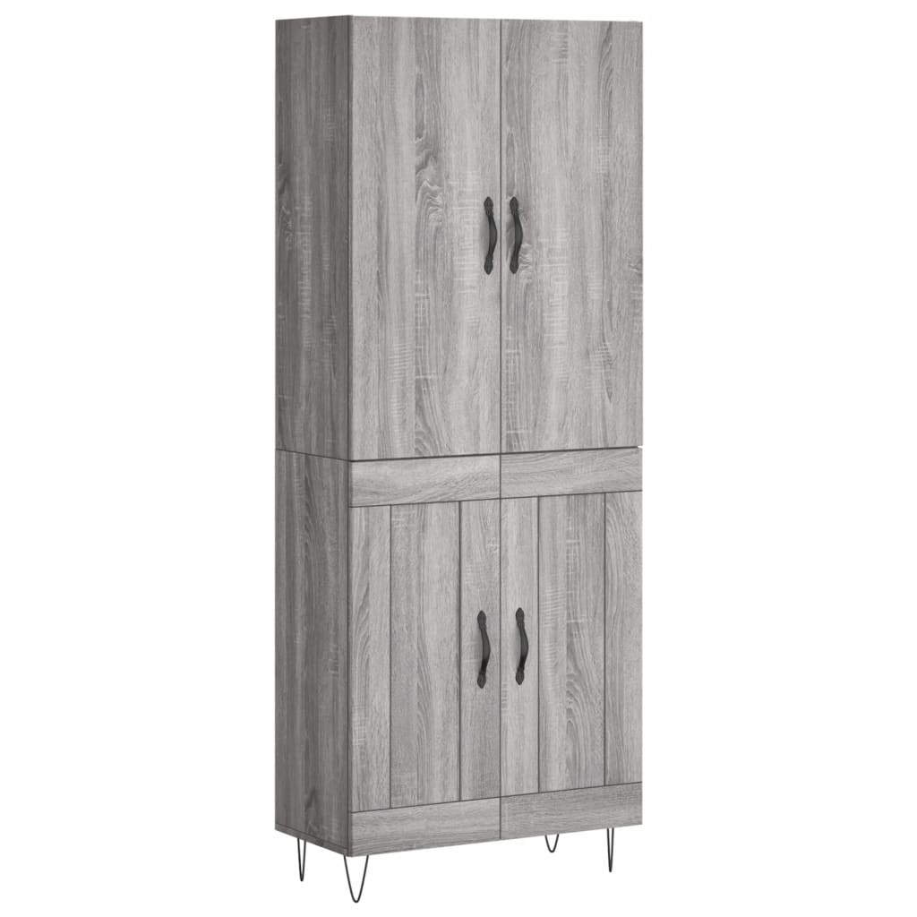 Highboard Grau Sonoma 69,5x34x180 cm Holzwerkstoff