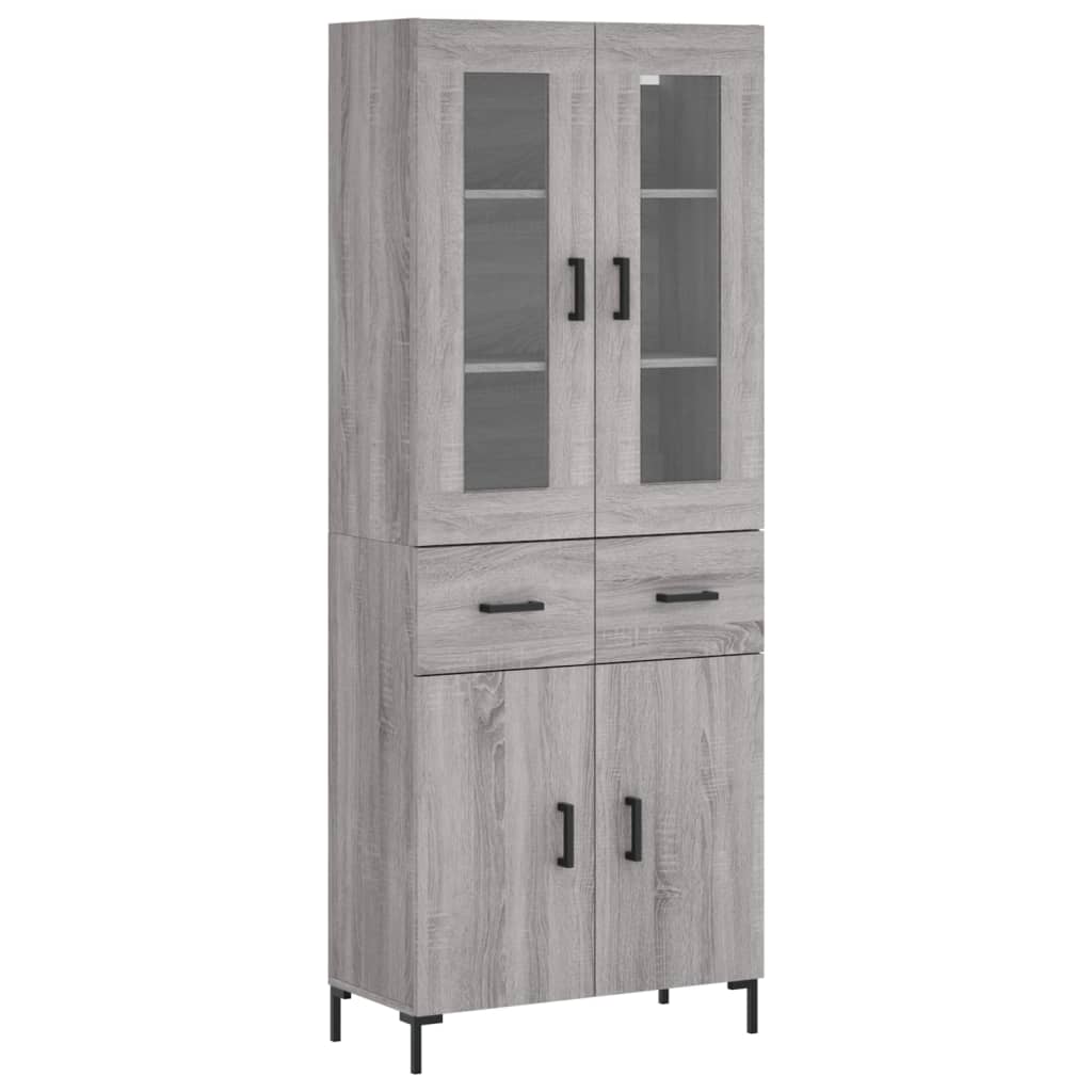 Highboard Grau Sonoma 69,5x34x180 cm Holzwerkstoff