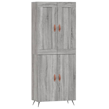 Highboard Grau Sonoma 69,5x34x180 cm Holzwerkstoff
