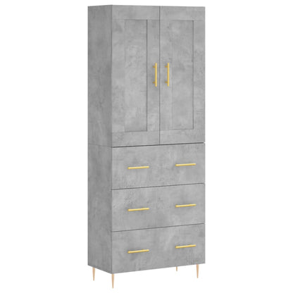 Highboard Betongrau 69,5x34x180 cm Holzwerkstoff