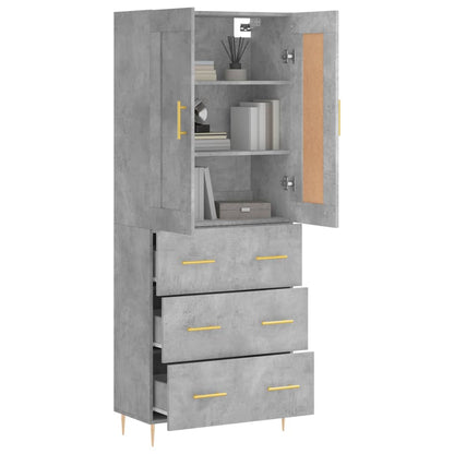 Highboard Betongrau 69,5x34x180 cm Holzwerkstoff